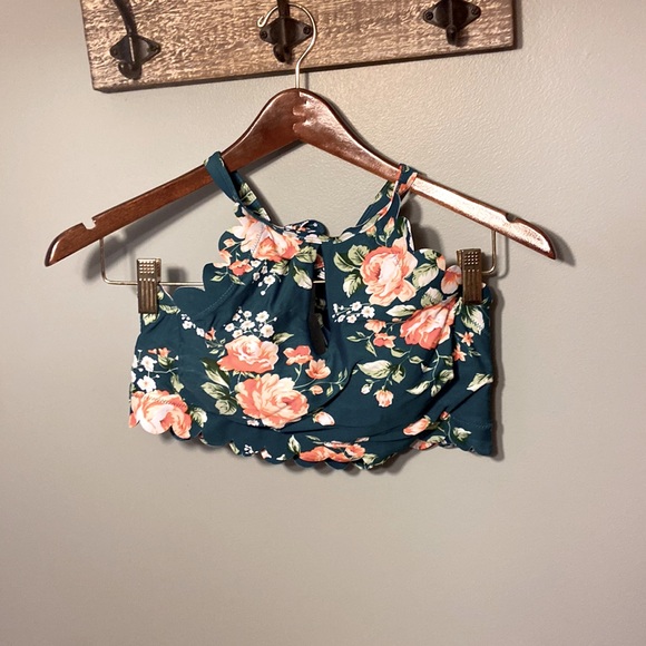 Cupshe Other - NEW Cupshe Medium 2 piece Teal floral scallop bathing suit